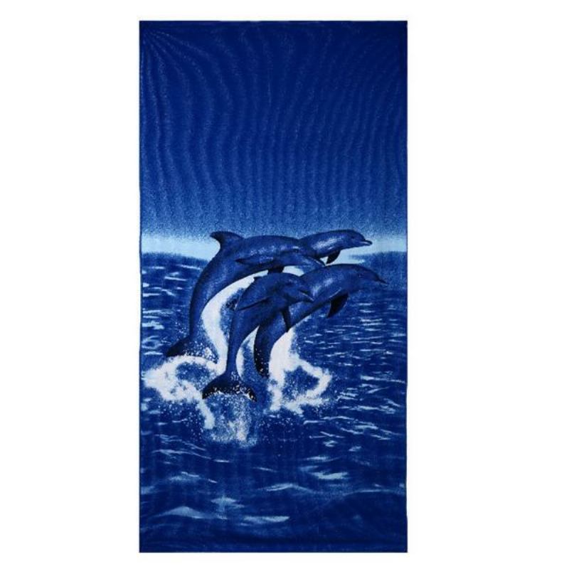 70x150cm Blue Dolphin Penguin Print Absorbent Microfiber Πετσέτες Μπάνιου Quick Dry