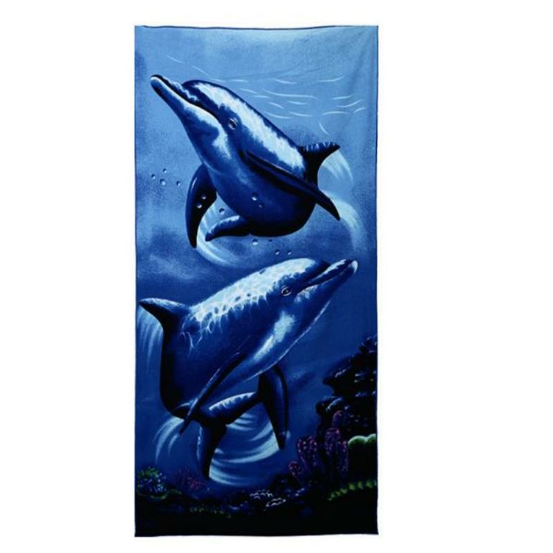 70x150cm Blue Dolphin Penguin Print Absorbent Microfiber Πετσέτες Μπάνιου Quick Dry