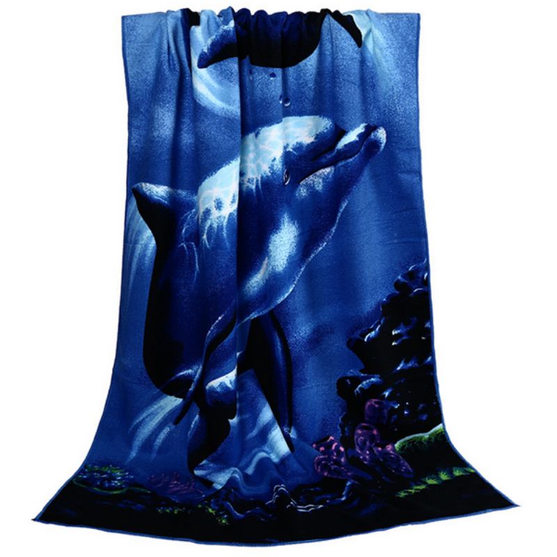 70x150cm Blue Dolphin Penguin Print Absorbent Microfiber Πετσέτες Μπάνιου Quick Dry