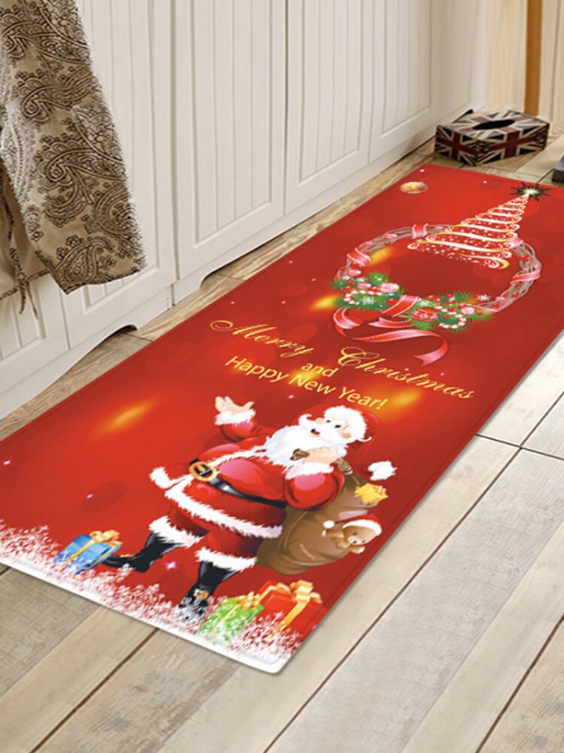 Chriatmas Santa Claus Printing Floor Mat Festival House Decor Anti-silp Doormat Μαλακό Χαλί