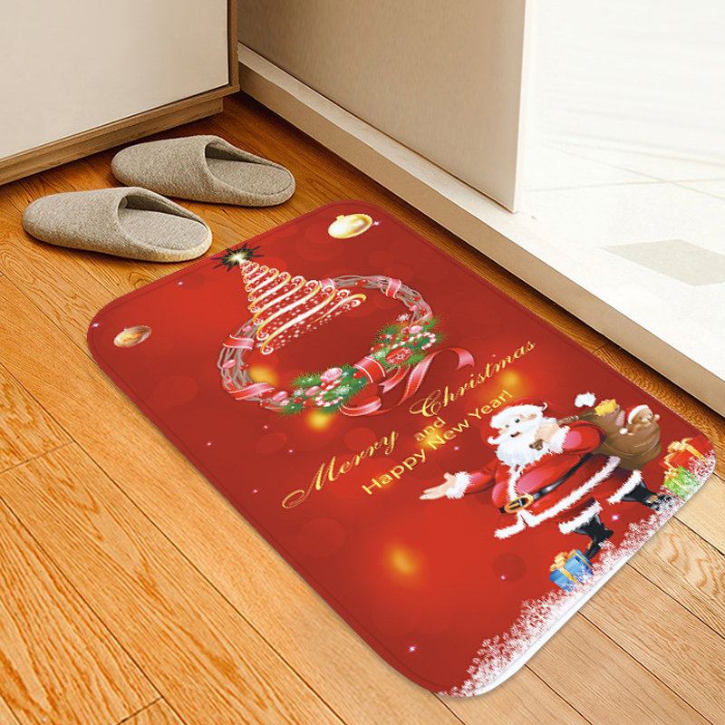 Chriatmas Santa Claus Printing Floor Mat Festival House Decor Anti-silp Doormat Μαλακό Χαλί