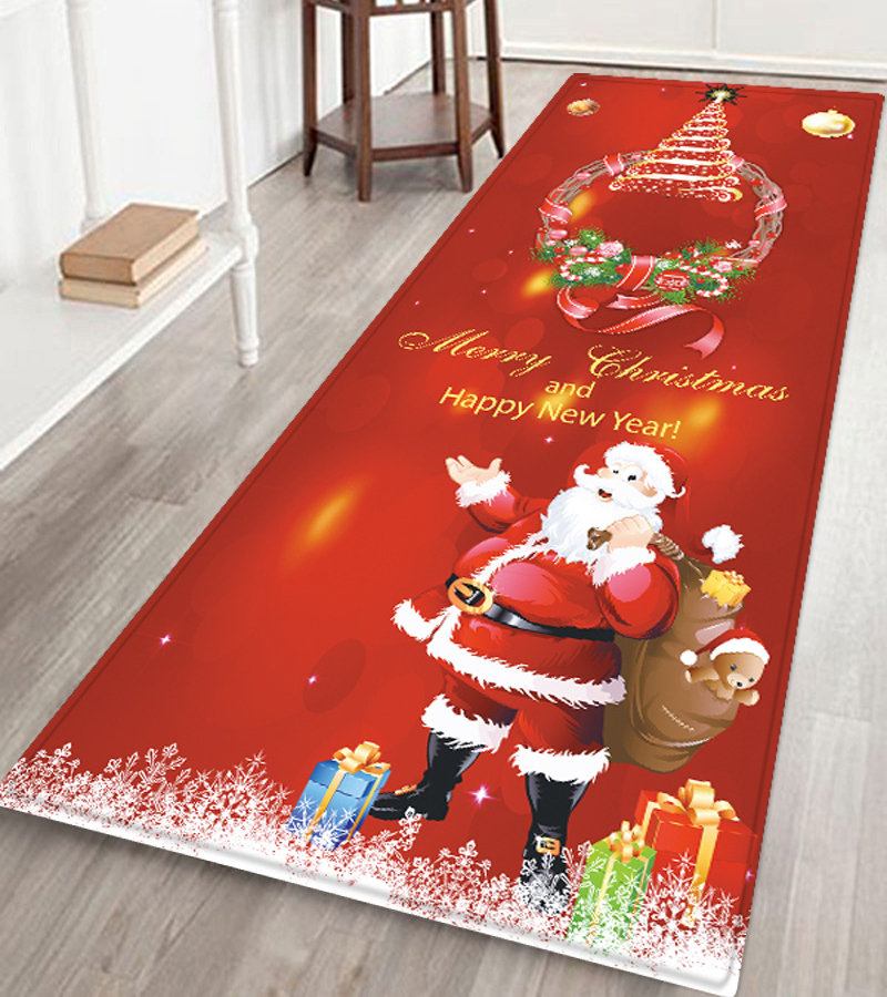 Chriatmas Santa Claus Printing Floor Mat Festival House Decor Anti-silp Doormat Μαλακό Χαλί