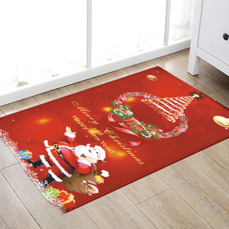 Chriatmas Santa Claus Printing Floor Mat Festival House Decor Anti-silp Doormat Μαλακό Χαλί