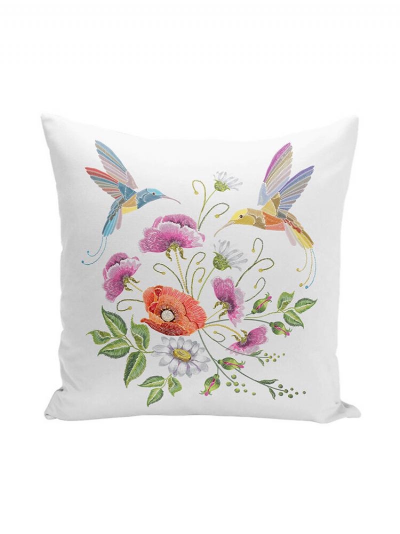 Creative Embroidery Hd Print Μαξιλαροθήκη Butterfly Flower Bird Feather Ύφασμα Μαξιλαριού Καναπέ Για Το Σπίτι (μόνο Κάλυμμα Χωρίς Ένθετο)