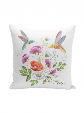 Creative Embroidery Hd Print Μαξιλαροθήκη Butterfly Flower Bird Feather Ύφασμα Μαξιλαριού Καναπέ Για Το Σπίτι (μόνο Κάλυμμα Χωρίς Ένθετο)