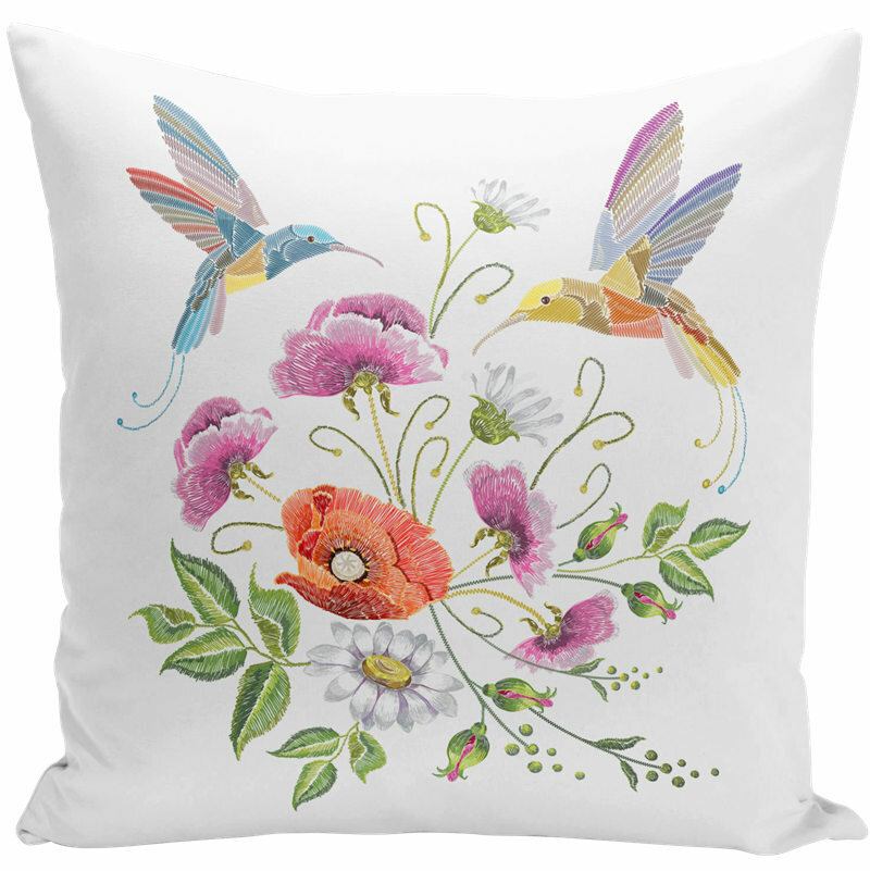 Creative Embroidery Hd Print Μαξιλαροθήκη Butterfly Flower Bird Feather Ύφασμα Μαξιλαριού Καναπέ Για Το Σπίτι (μόνο Κάλυμμα Χωρίς Ένθετο)