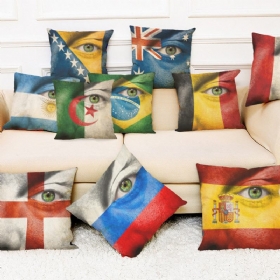 Honana Bx The World Cups 2023 Cotton Cushion Case Eye National Flag Κάλυμμα Μαξιλαριού