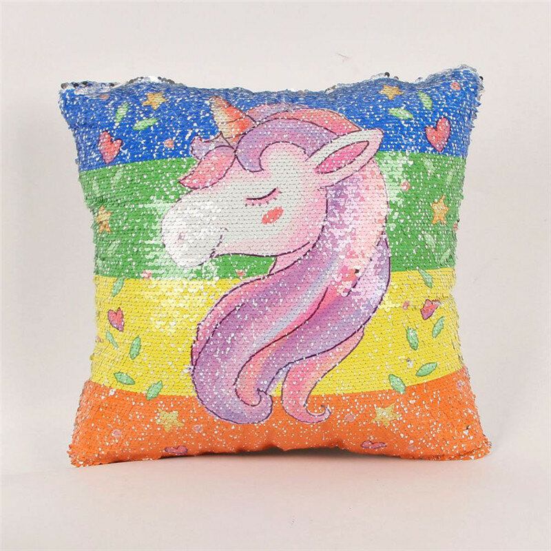 Κάλυμμα Μαξιλαριού Mermaid Unicorn Sequins Δύο Αναστρέψιμες Μαξιλαροθήκες Για Ριχτάρια Που Αλλάζουν Χρώμα