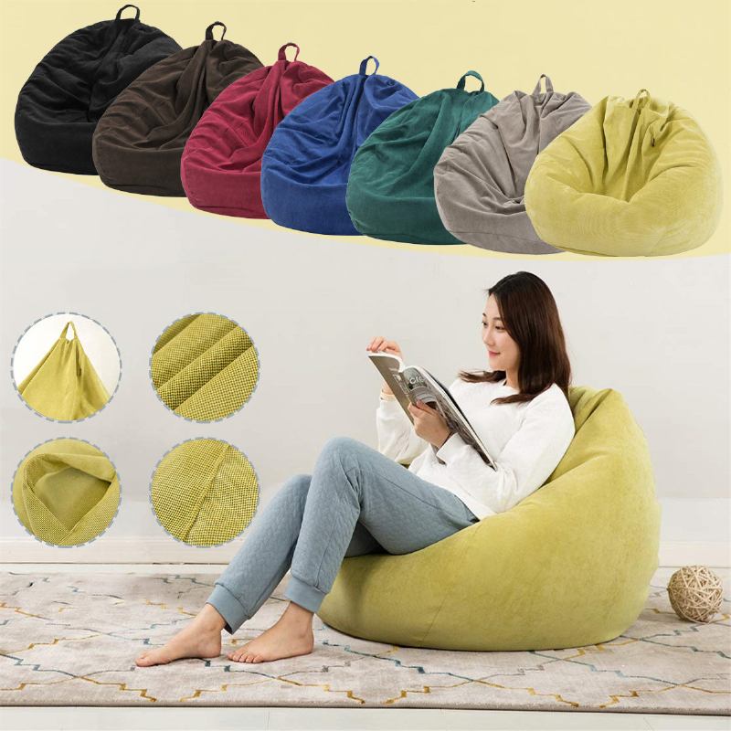 Καλύμματα Καρέκλας 70x80cm Pinstripe Yellow Bean Bag Σπιτιού Σαλόνι Εσωτερικού Χώρου Τσάντας Big