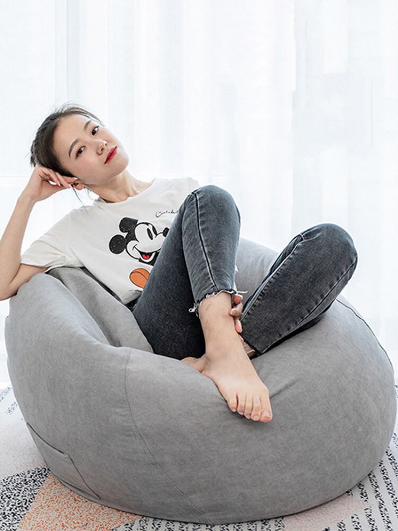 Καλύμματα Καρέκλας Big Bean Bag 90x110cm Με Κάλυμμα Από Λινό Τσέπης Bag Για Ενήλικες Σπίτι Εσωτερικού Χώρου Φασολιών