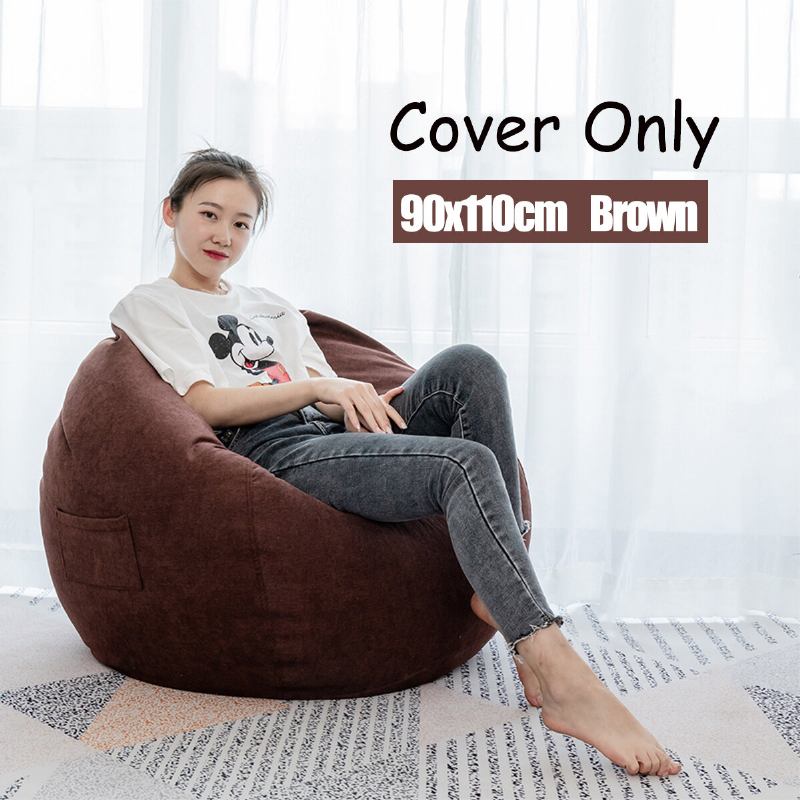 Καλύμματα Καρέκλας Big Bean Bag 90x110cm Με Κάλυμμα Από Λινό Τσέπης Bag Για Ενήλικες Σπίτι Εσωτερικού Χώρου Φασολιών