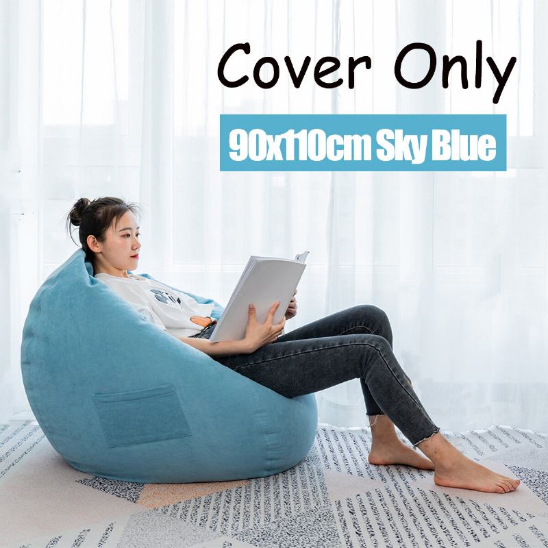 Καλύμματα Καρέκλας Big Bean Bag 90x110cm Με Κάλυμμα Από Λινό Τσέπης Bag Για Ενήλικες Σπίτι Εσωτερικού Χώρου Φασολιών