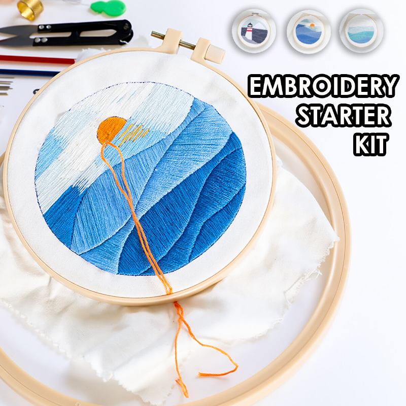 Κέντημα Starter Kit With Pattern Full Range Kit Embroidery Cloths Color Threadles Needles