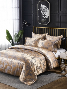 Luxury Silk Like Comforter Σετ Queen Satin Jacquard Paisley Brushed Heart Καπιτονέ Σετ Κρεβατιού Με Μαξιλαροθήκες