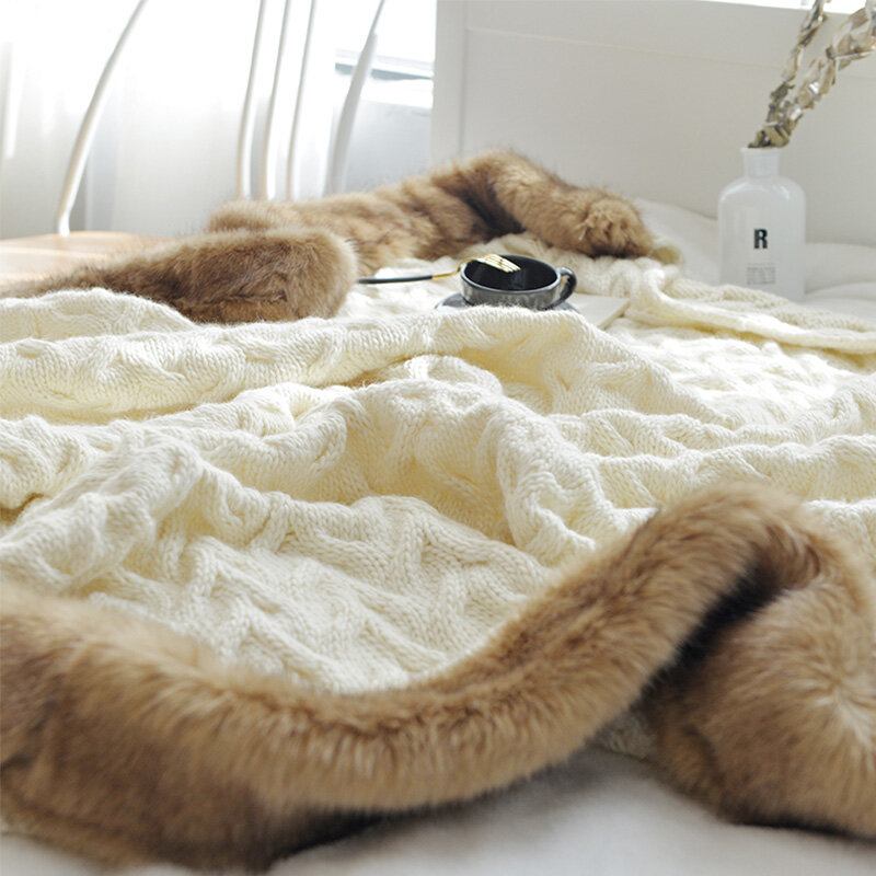 Nordic Thicken Warm Knitted Iceland Wool Throw Κουβέρτα Φθινοπωρινό Χειμώνα Μαλακή Ύπνου Κάλυμμα Καναπέ Γονάτων