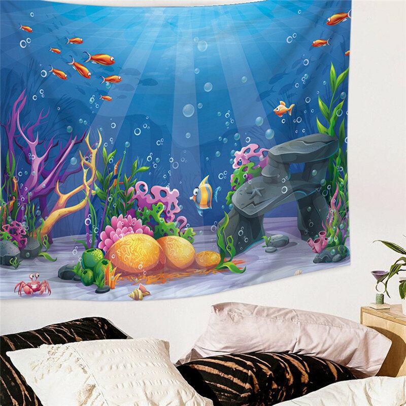 Ocean Animals Series Swimming Dolphin Killer Whale Pattern Walle Hanging Polyester Tapestry