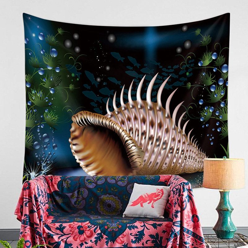 Ocean Animals Series Swimming Dolphin Killer Whale Pattern Walle Hanging Polyester Tapestry