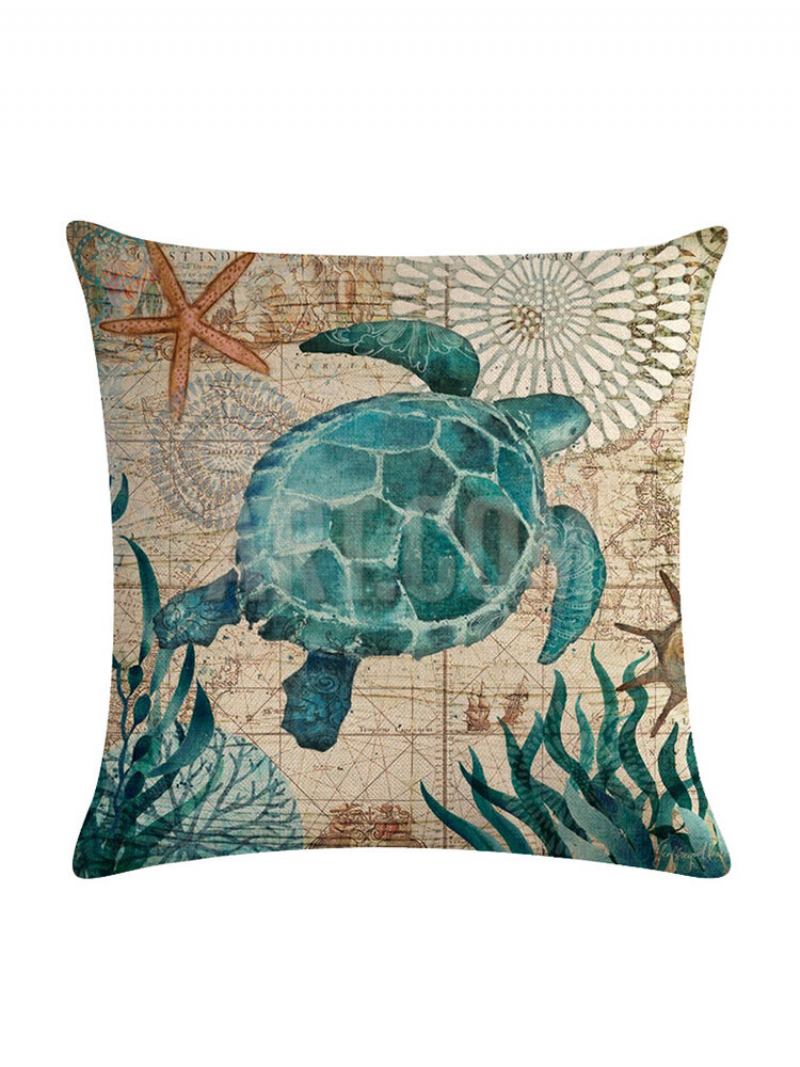 Octopus Turtle 45*45cm Κάλυμμα Μαξιλαριού Μαξιλάρι Λινό Ριχτάρι Διακοσμητικό Σπιτιού Διακοσμητική Μαξιλαροθήκη