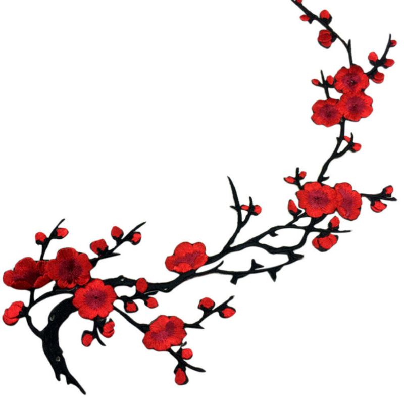 Plum Blossom Flower Απλικέ Ρούχα Κέντημα Patch Υφασμάτινο Αυτοκόλλητο Σίδερο Σε Μπάλωμα Επισκευή Ραπτικής