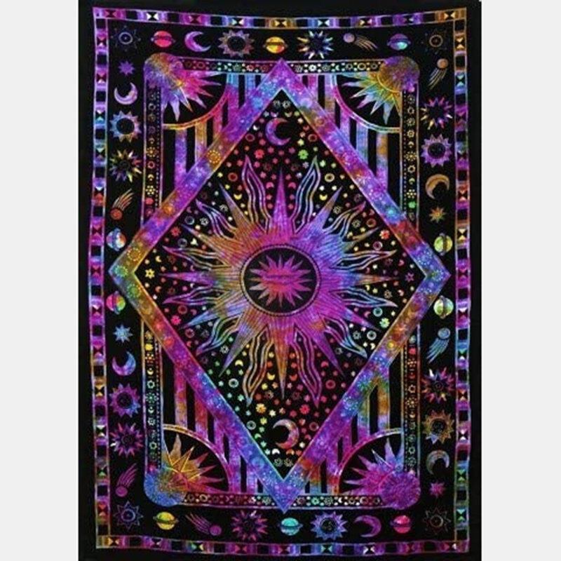 Psychedelic Celestial Sun Moon Tapestry Planet Bohemian Διακοσμητικό Ταπετσαρία Κοιτώνα Για Βάση Τοίχου