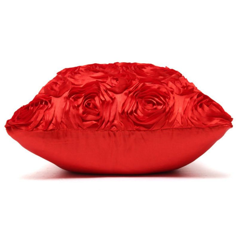 Σατέν 3d Rose Flower Τετράγωνες Μαξιλαροθήκες Για Καναπέ Σπιτιού Γάμου Διακοσμητικό Κάλυμμα Μαξιλαριού