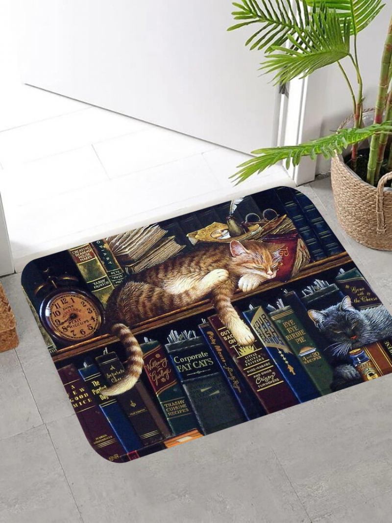 Sleeping Cats Pattern Πατάκια Δαπέδου Flannel Water Absorption Αντιολισθητικό Πατάκι Χαλάκι Μπάνιου Πόρτας