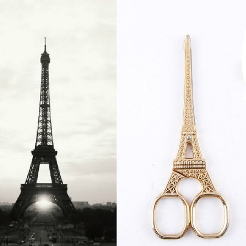 Vintage Scissors Golden Eiffel Tower Architecture Shape Sewing Shear Accessories