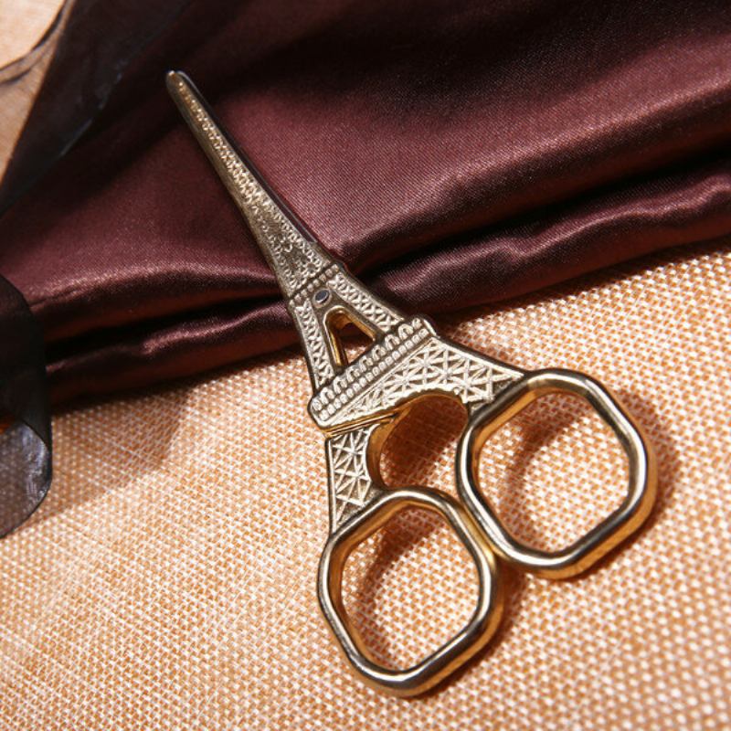 Vintage Scissors Golden Eiffel Tower Architecture Shape Sewing Shear Accessories