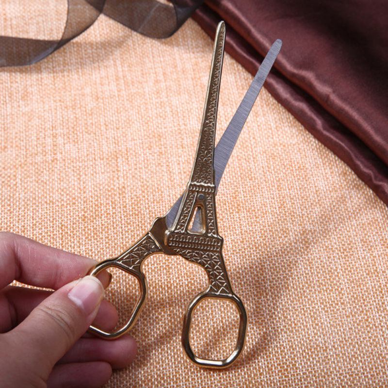 Vintage Scissors Golden Eiffel Tower Architecture Shape Sewing Shear Accessories