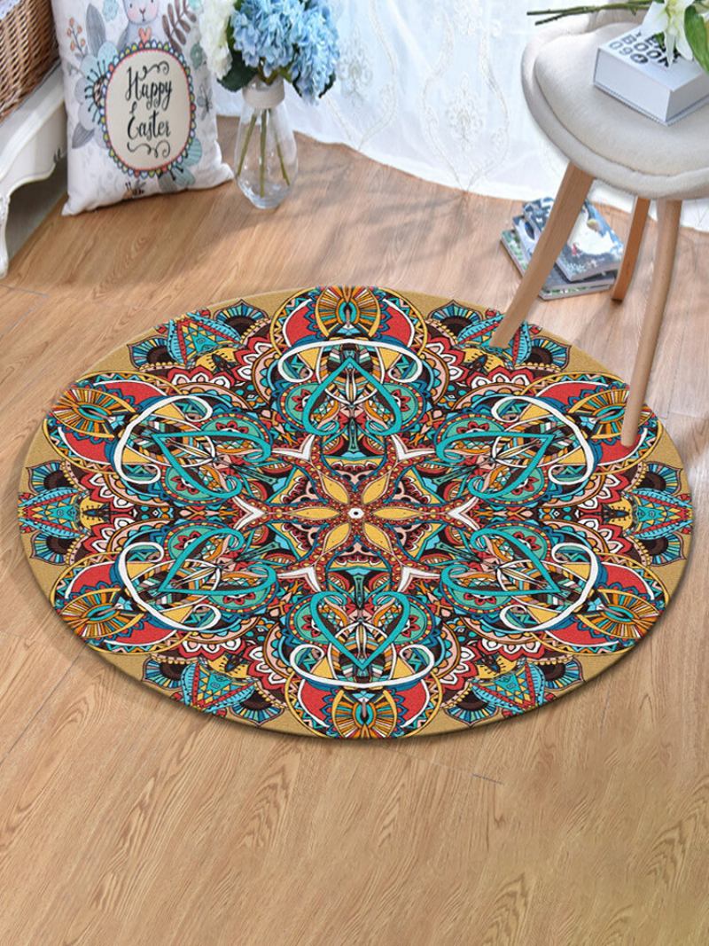 Vintage Τουρκική Bohemian Mandala Στρογγυλό Λεπτό Επίπεδο Χαλί Σπίτι Υπνοδωμάτιο Που Πλένεται Χαλιά Art Decor