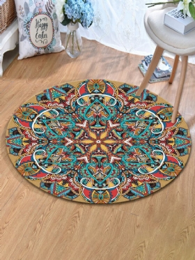 Vintage Τουρκική Bohemian Mandala Στρογγυλό Λεπτό Επίπεδο Χαλί Σπίτι Υπνοδωμάτιο Που Πλένεται Χαλιά Art Decor