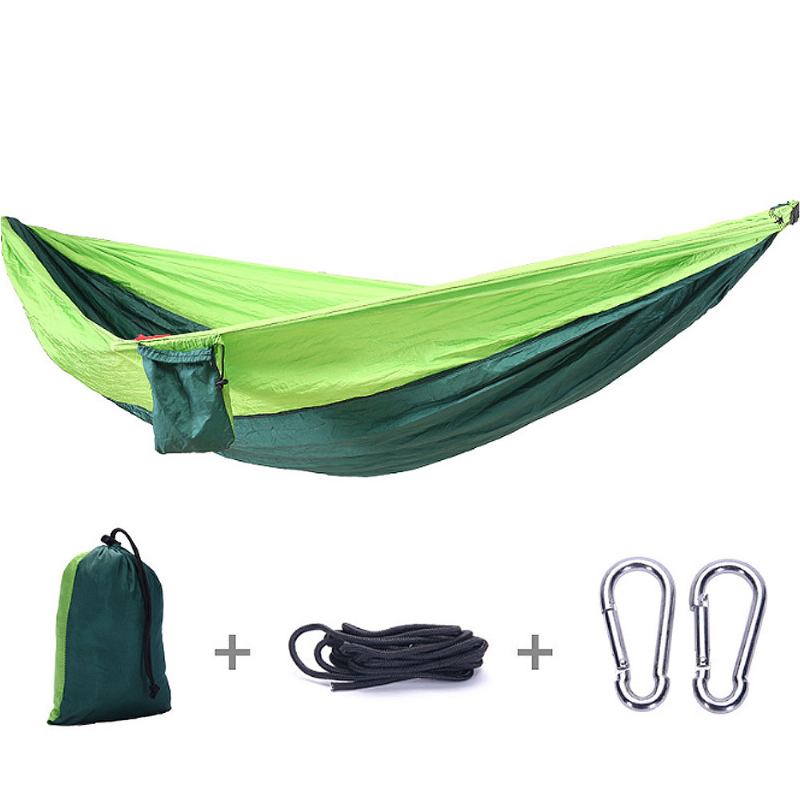 Camping Hammock Φορητές Εσωτερικές Εξωτερικές Ελαφριές Νάιλον Αιώρες Αλεξίπτωτου Για Παραλία Ταξιδίου Με Ιμάντες Και Καραμπίνερ