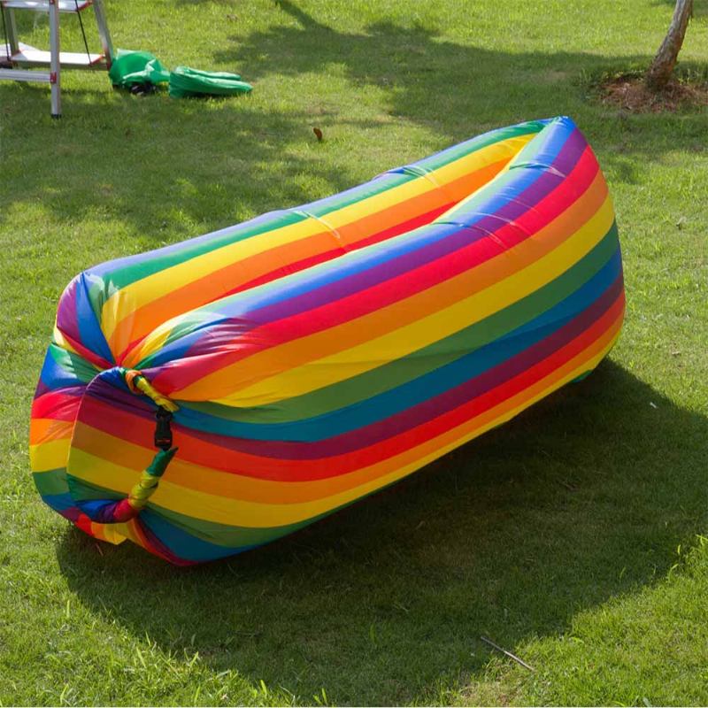 Ultralight Rainbow Color Design Airbed For Outdoor Activity Φορητός Φουσκωτός Καναπές Με Αναδιπλούμενο Αερόστρωμα