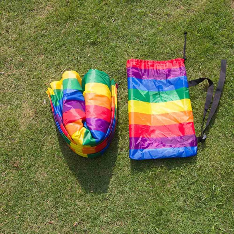 Ultralight Rainbow Color Design Airbed For Outdoor Activity Φορητός Φουσκωτός Καναπές Με Αναδιπλούμενο Αερόστρωμα