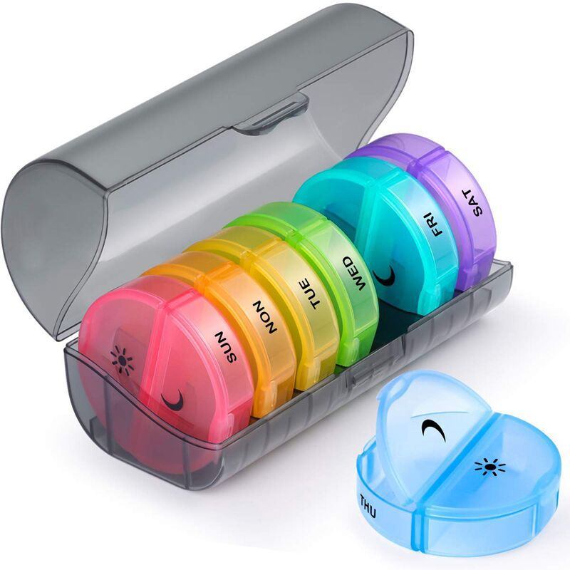 2023 Mini Portable One Week Morning And Evening Pill Box Πλαστικό Κουτί Χαπιών 14 Διαμερισμάτων