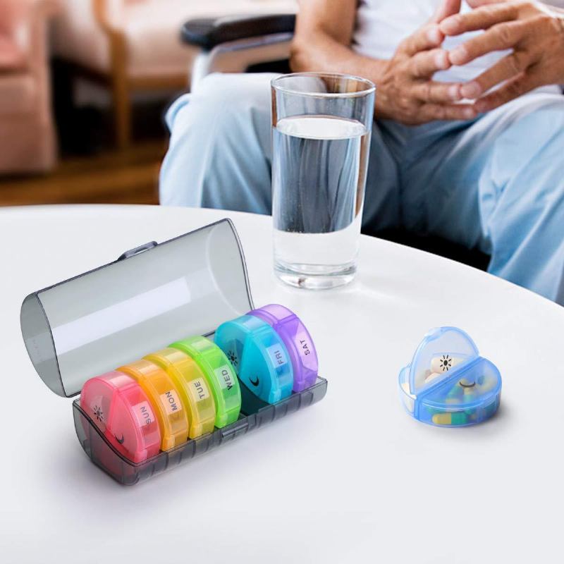 2023 Mini Portable One Week Morning And Evening Pill Box Πλαστικό Κουτί Χαπιών 14 Διαμερισμάτων