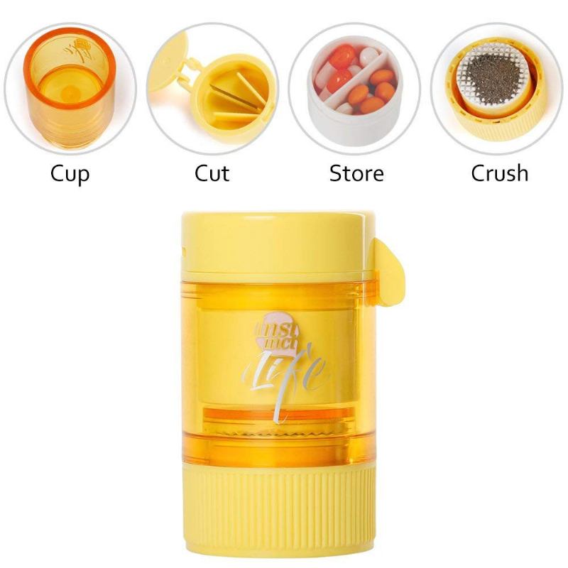 All In One Pill Crusher Grinder Splitter For Tablets Small Cutter Μύλος Φαρμάκων Με Κύπελλο Αποθήκευσης Σε Σκόνη