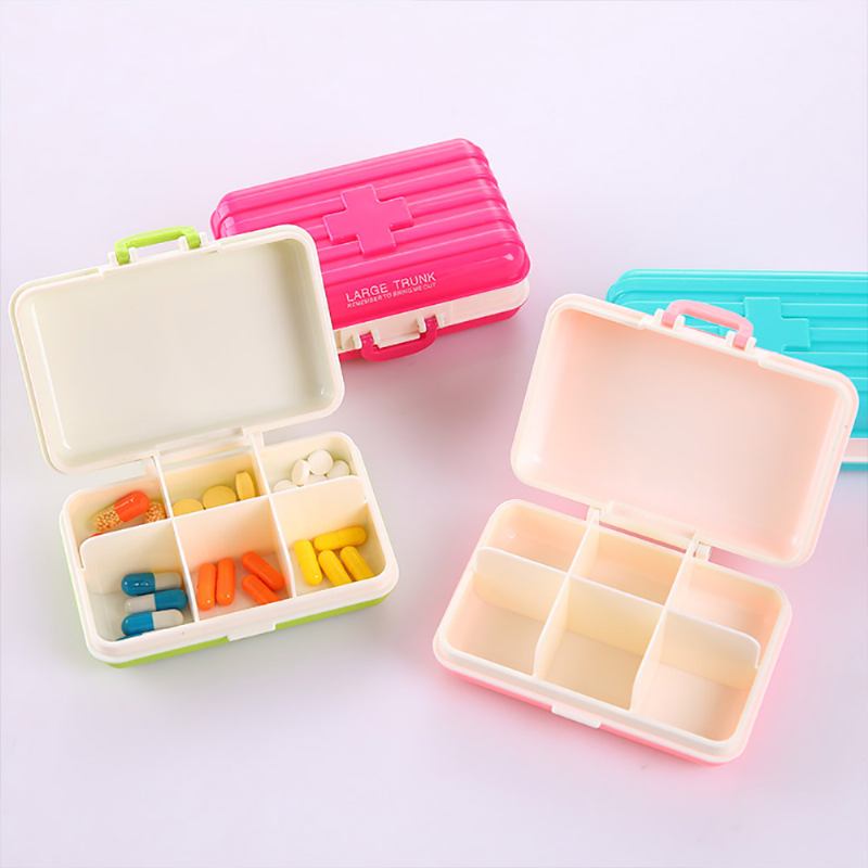 Creative Luggage Modeling Mini Pill Case Jewelry Storage Box 6 Θέσεων Πολυλειτουργικός Οργανωτής Για Γυναίκες