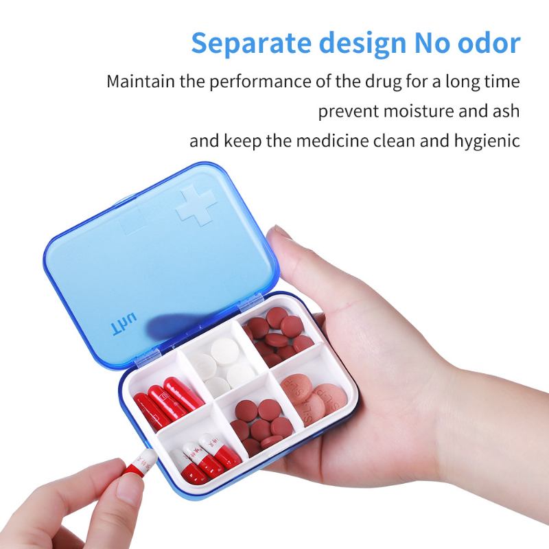 Φορητό Κουτί Χαπιών Επτά Ημερών Σπίτι Travel Plastic Pill Box Six Compartments Box Organize Τύπος Συρταριού