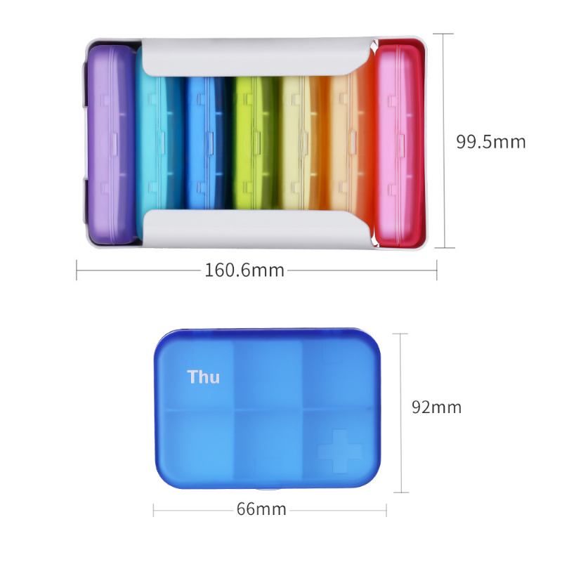 Φορητό Κουτί Χαπιών Επτά Ημερών Σπίτι Travel Plastic Pill Box Six Compartments Box Organize Τύπος Συρταριού