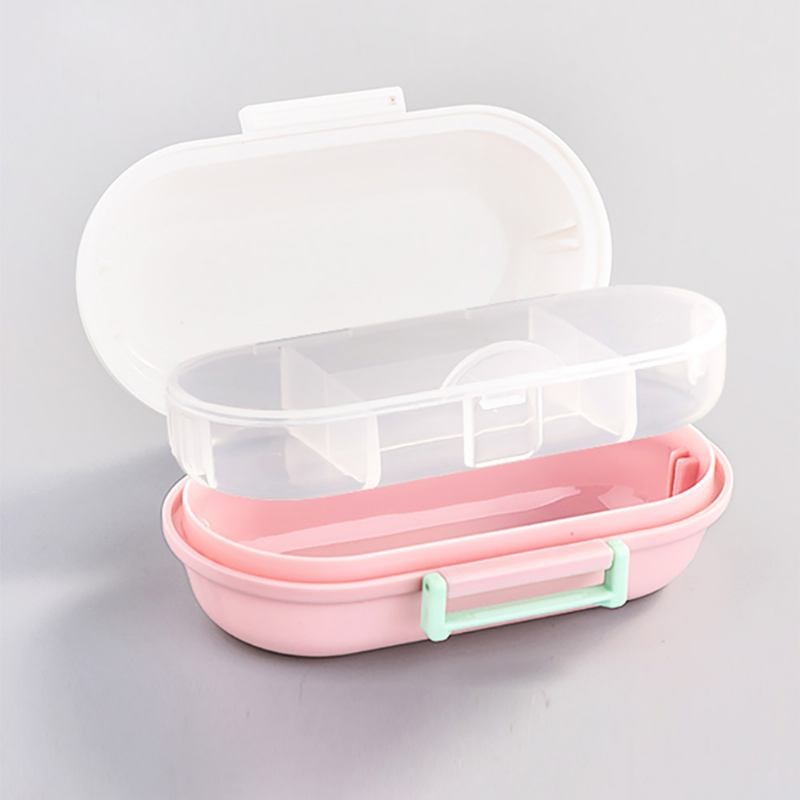 Mini Double Layer Medicine Storage Box Φορητό Πλαστικό Κουτί Χαπιών Ιατρικής Θήκης Πρώτων Βοηθειών Για Κοιτώνα Γραφείου Στο Σπίτι