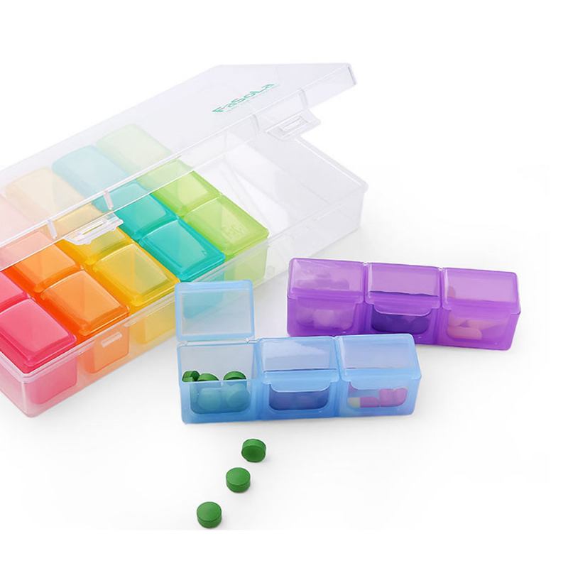 Mini Plastic Medicine Box For Pills & Tablets Pill Container One-week Organizer