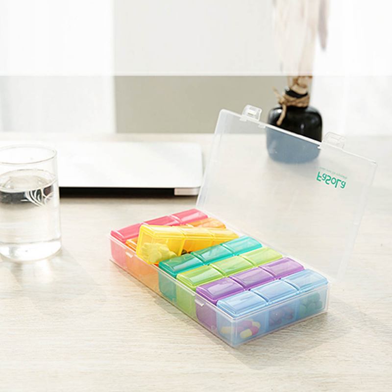 Mini Plastic Medicine Box For Pills & Tablets Pill Container One-week Organizer