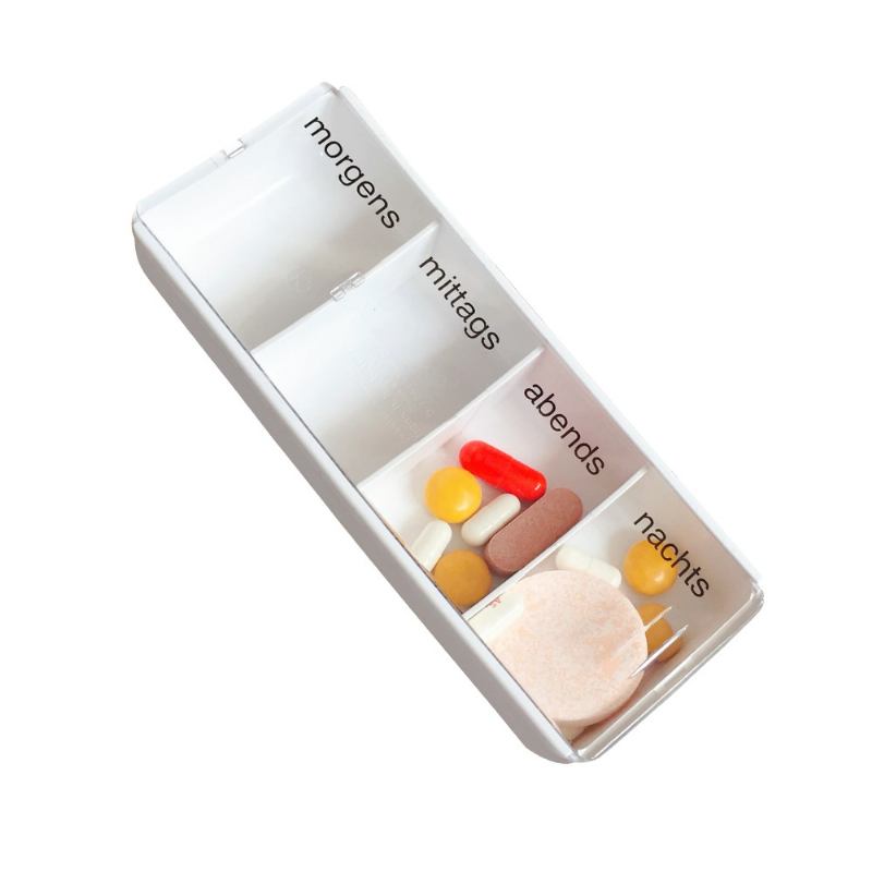 Mini Portable 4 Slots Travel Pill Box Ιατρικό Δοχείο Αποθήκευσης Για Τσέπη Ή Πορτοφόλι