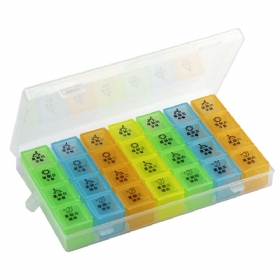 Monthly Pill Box Μεγάλης Χωρητικότητας 21 28 Compartments Portable Case Μηνιαίο 7ήμερο Medicine Organizer Box