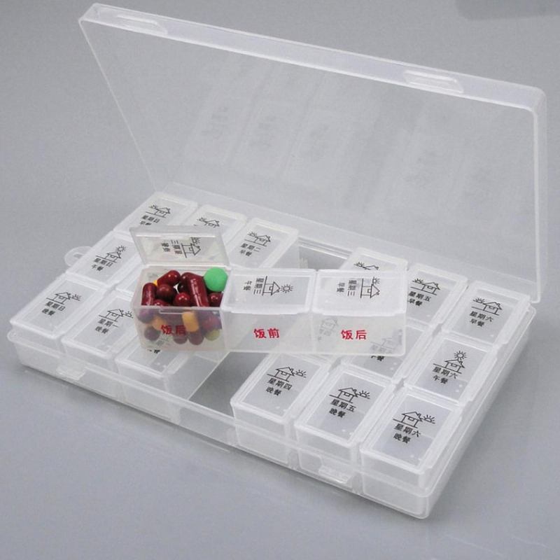 Monthly Pill Box Μεγάλης Χωρητικότητας 21 28 Compartments Portable Case Μηνιαίο 7ήμερο Medicine Organizer Box