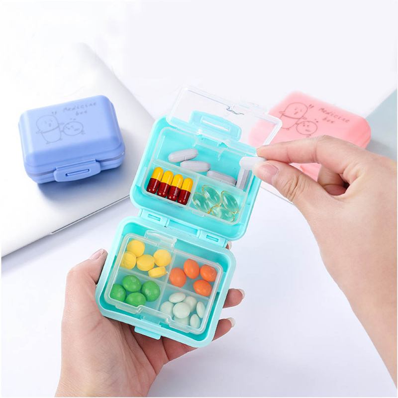 Περιστροφή Κουμπιού Mini Pill Box Πλαστικό 7 Segmentation Organizer Box Για Χάπια Και Ταμπλέτες