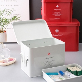 Πολυεπίπεδη Λευκοσίδηρο Medicine Storage Box Φορητό Μεγάλης Χωρητικότητας Μεταλλικό Κιτ Ιατρικής Σε Σκανδιναβικό Στυλ Κουτί Για Οικογενειακή Χρήση