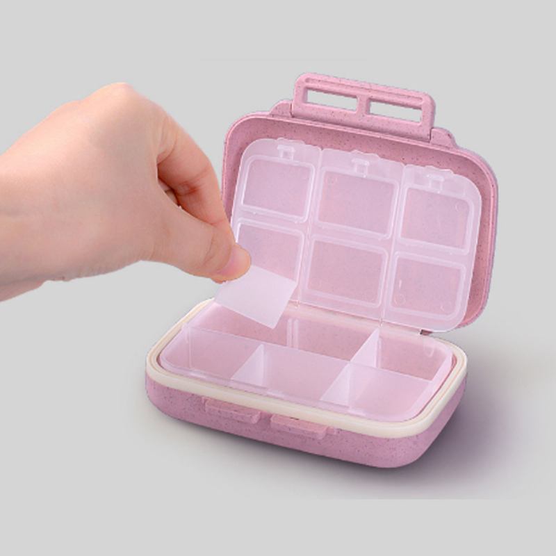 Portable Health Pill Box Wheat Fiber+ Pp Material Cartridge Mini Sealed Box Case Organizer Δοχείο Φαρμάκου