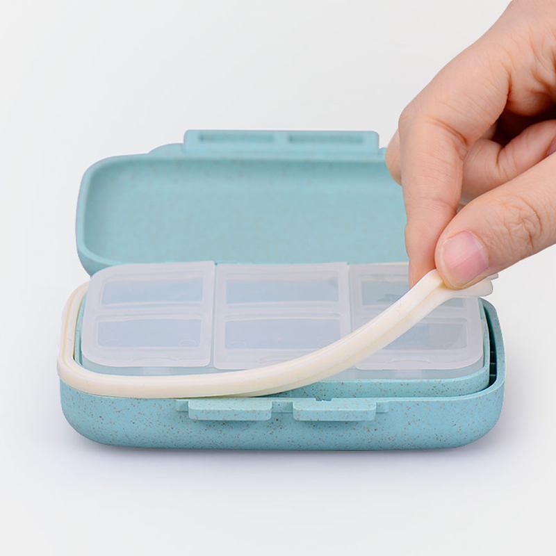 Portable Health Pill Box Wheat Fiber+ Pp Material Cartridge Mini Sealed Box Case Organizer Δοχείο Φαρμάκου